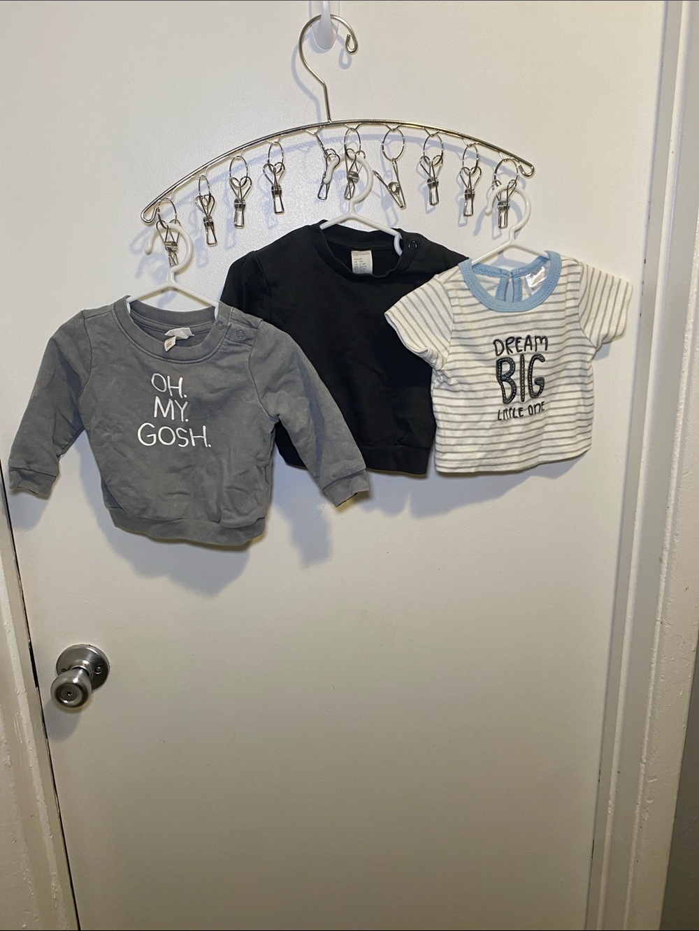 Cat & Jack Kids, H&M, Beginnings 3-Piece Top Set-Gray, Black & White/Blue Stripe